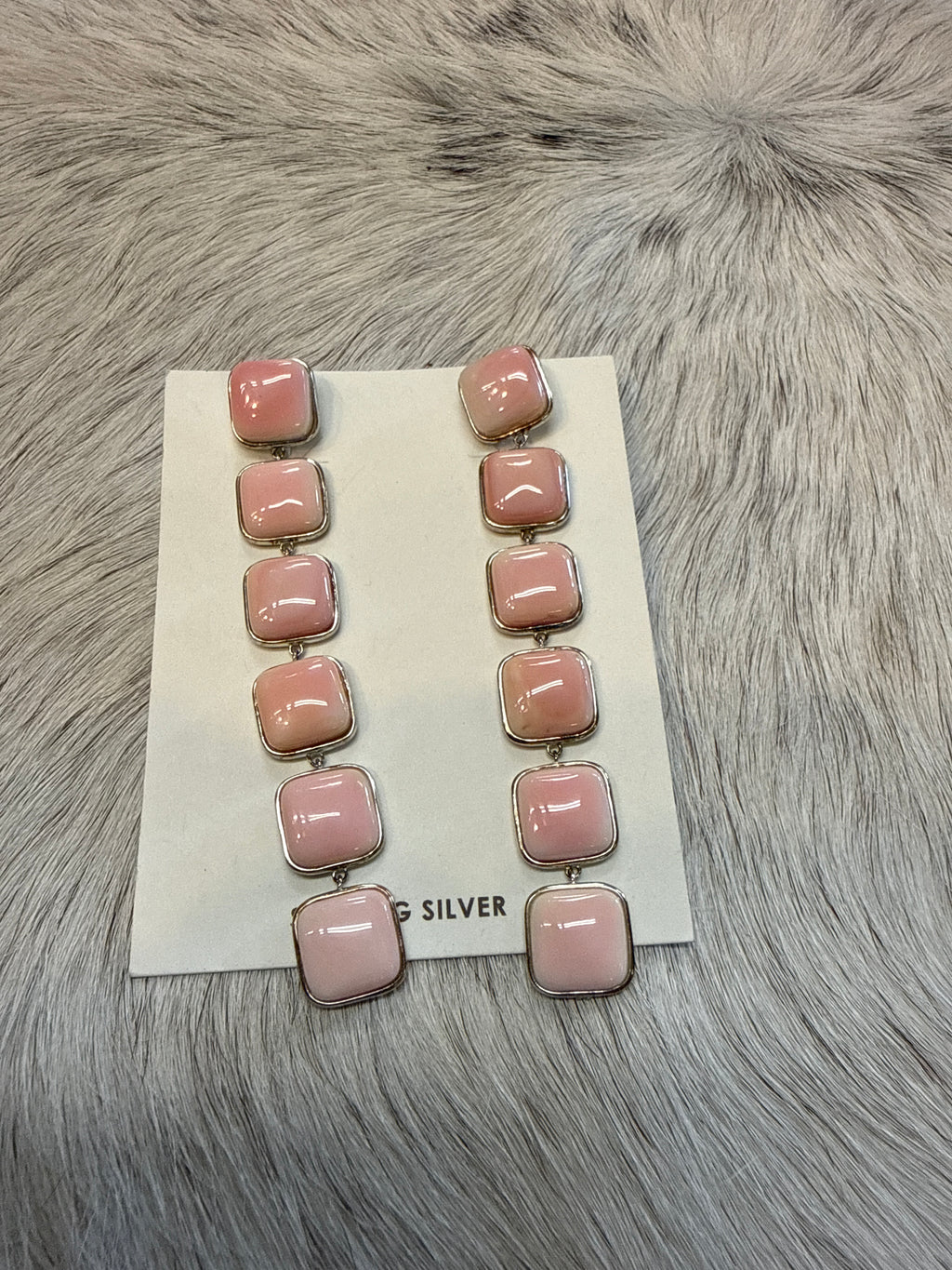 Pink Conch Square Earrings