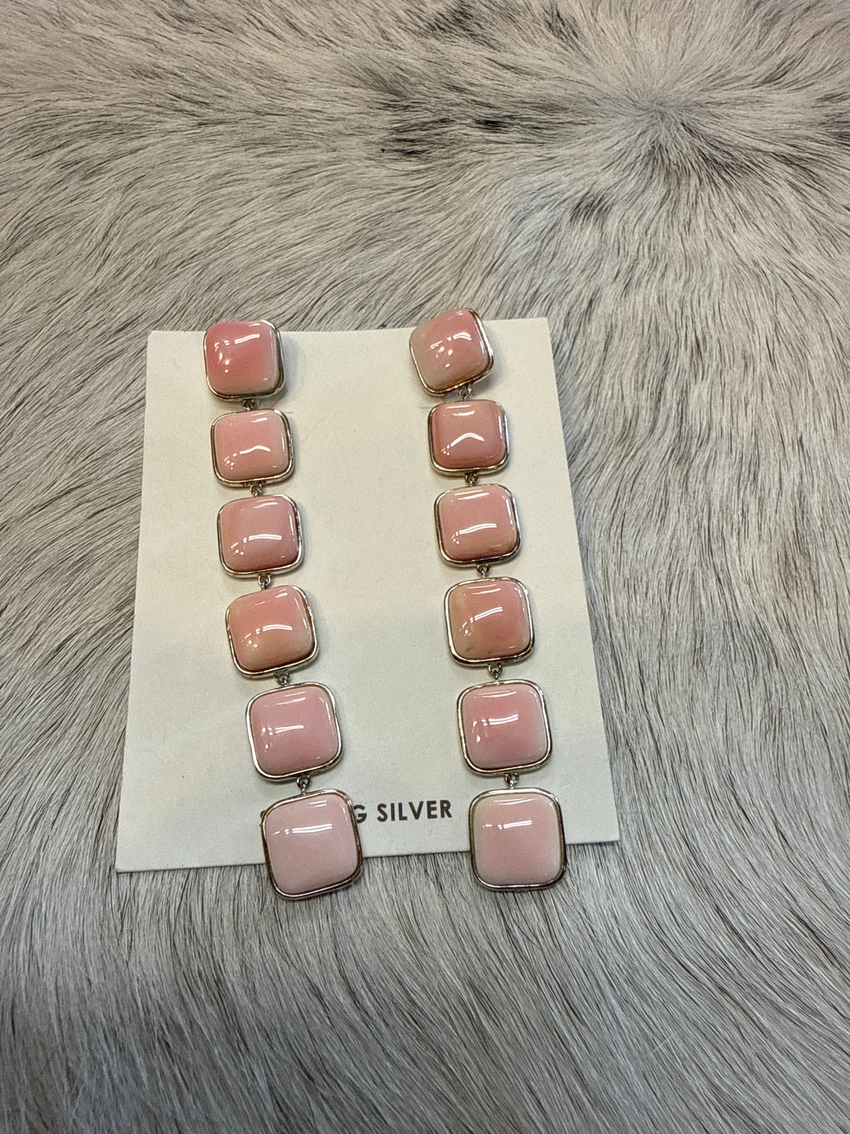 Pink Conch Square Earrings