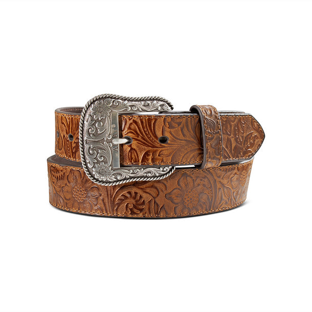 ARIAT FLORAL EMBOSSED BROWN - ACCESSORIES BELT LADIES - A1568702