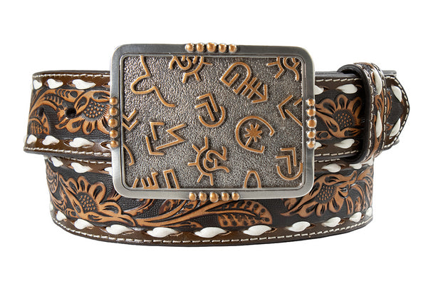 ANGEL RANCH FLORAL EMBOSSED BROWN - ACCESSORIES BELT LADIES - D140011702