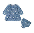 Wrangler Denim Baby Girls Boot Stitch Longsleeve Dress with Diaper Cover 112385756