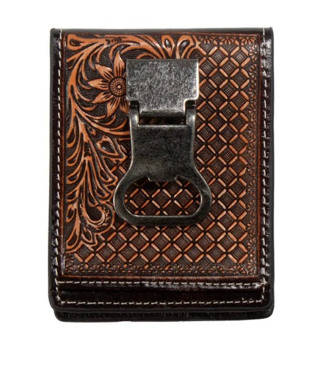 NOCONA MEN'S DIAMOND FLORAL EMBOSSED MONEY CLIP N500048102