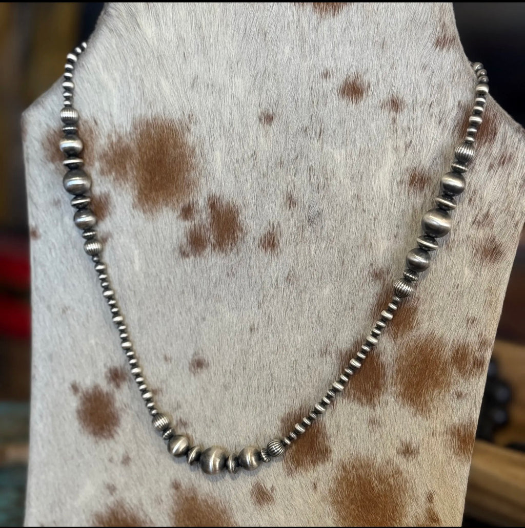Graduated Mixed Necklace Sterling Pearls 24 length