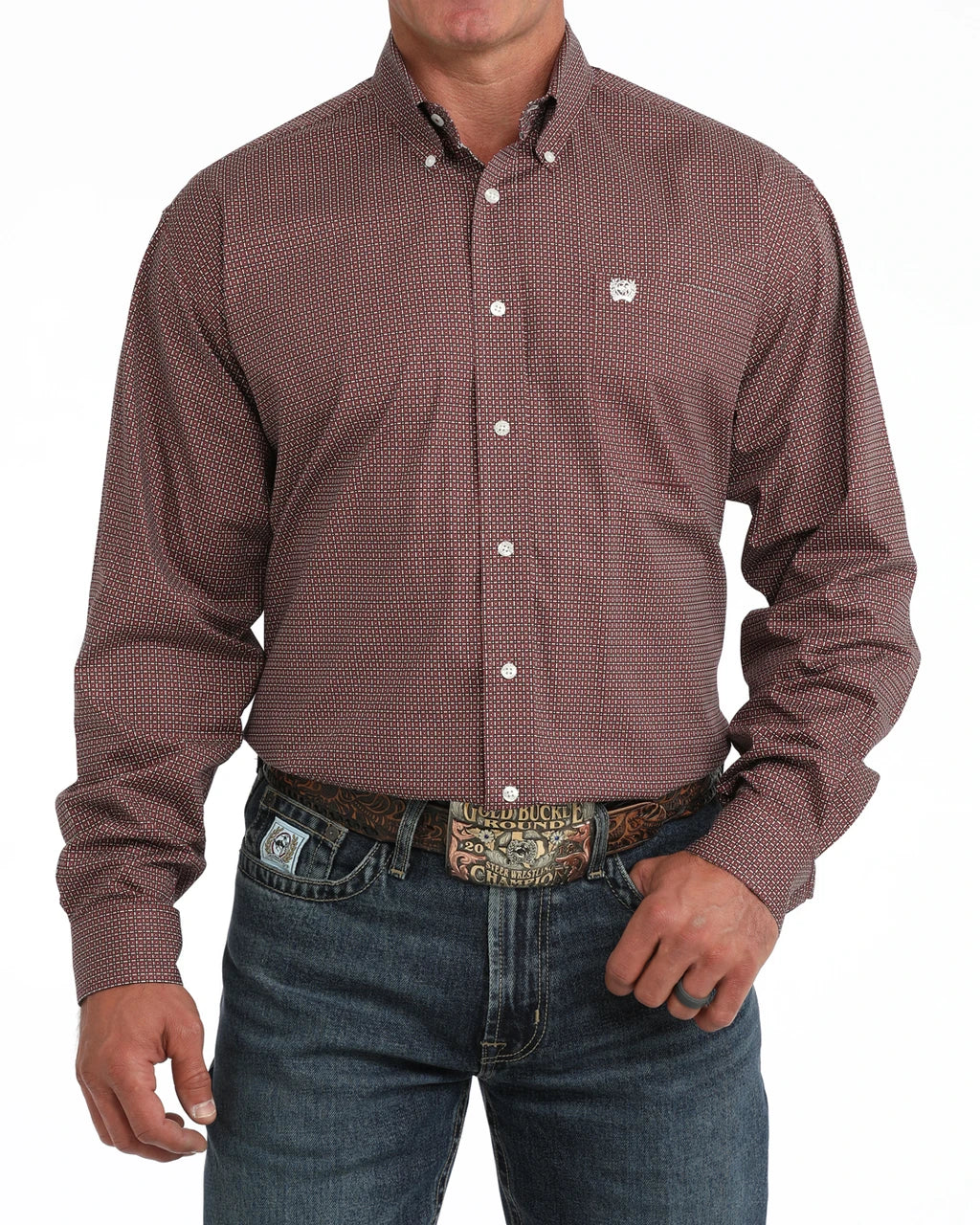 CINCH GREY/PINK SHIRT MTW1106158