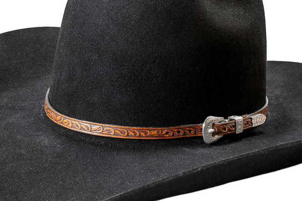 TWISTER HAT BAND TOOLED SCROLL BROWN  0282102