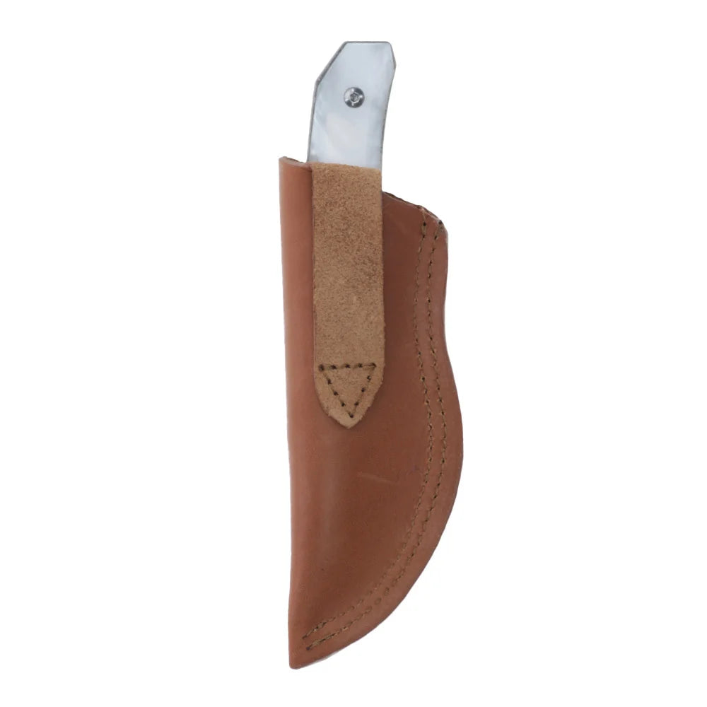 HOOEY DOMINO WHITE SKINNER W/DAMASCUS BLADE KNIFE HK305