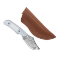 HOOEY DOMINO WHITE SKINNER W/DAMASCUS BLADE KNIFE HK305