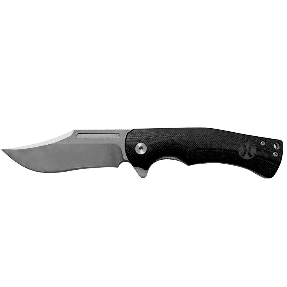 "BLACK MICARTA CLIP POINT FLIPPER" HOOEY KNIFE