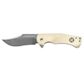 "WHITE G10 CLIP POINT FLIPPER" HOOEY KNIFE HK1002