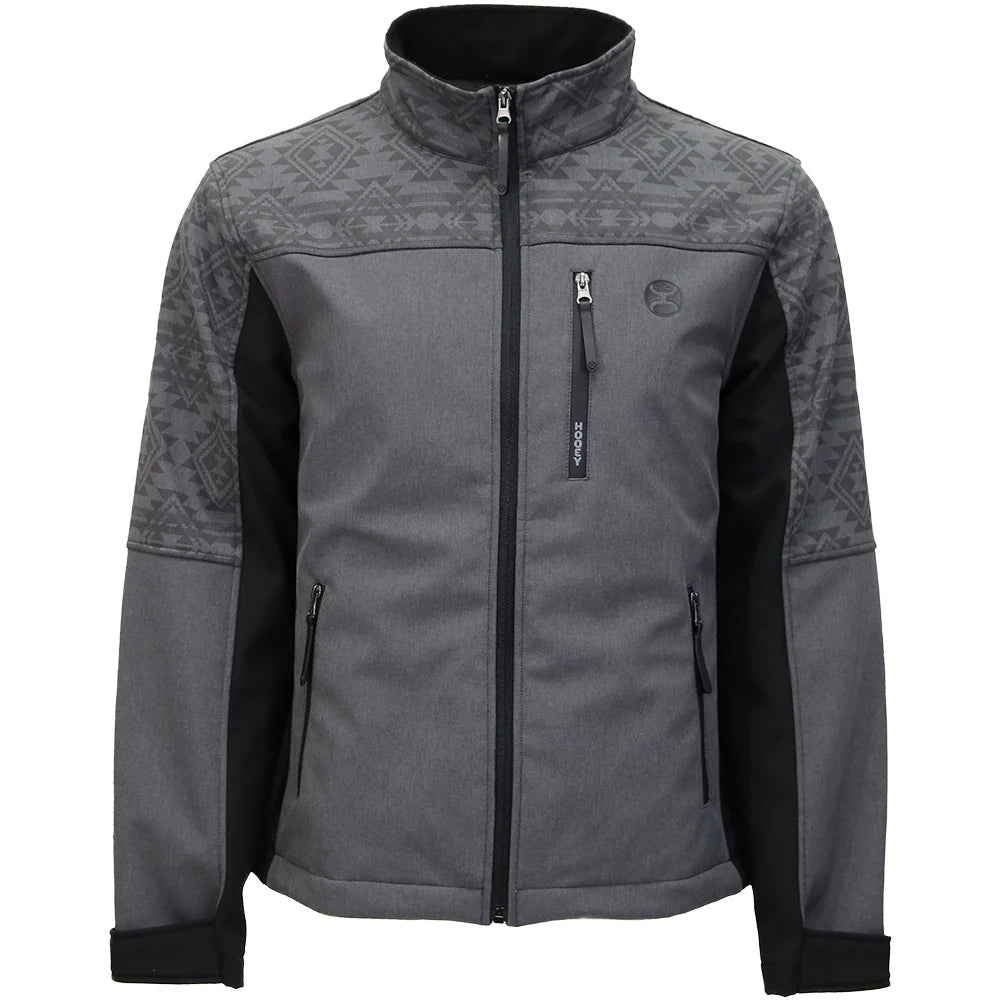 YOUTH "JACKSON" SOFTSHELL JACKET BLACK & GREY W/ AZTEC HJ169BKGY