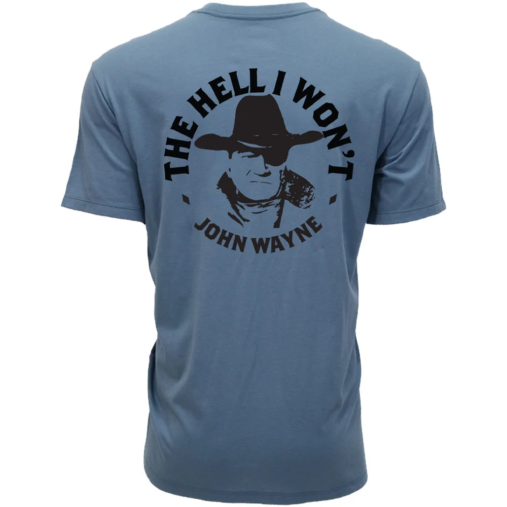 HOOEY JOHN WAYNE T-SHIRT DENIM BLUE HT2658DKDE