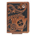 GAMBLER BIFOLD MONEY CLIP TAN CARD EMBOSSED  HMC038-BRBK