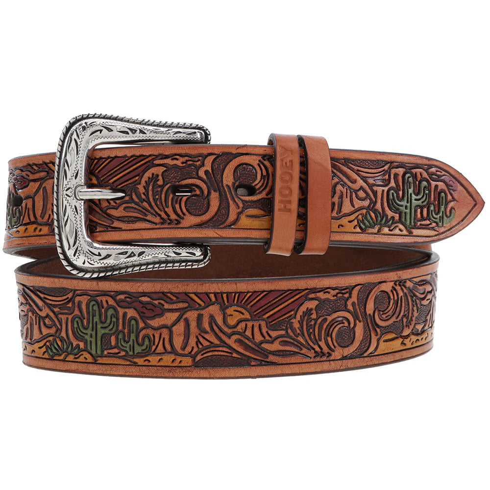 NOVA HOOEY SCENE EMBOSSED LEATHER BELT HMBLT025