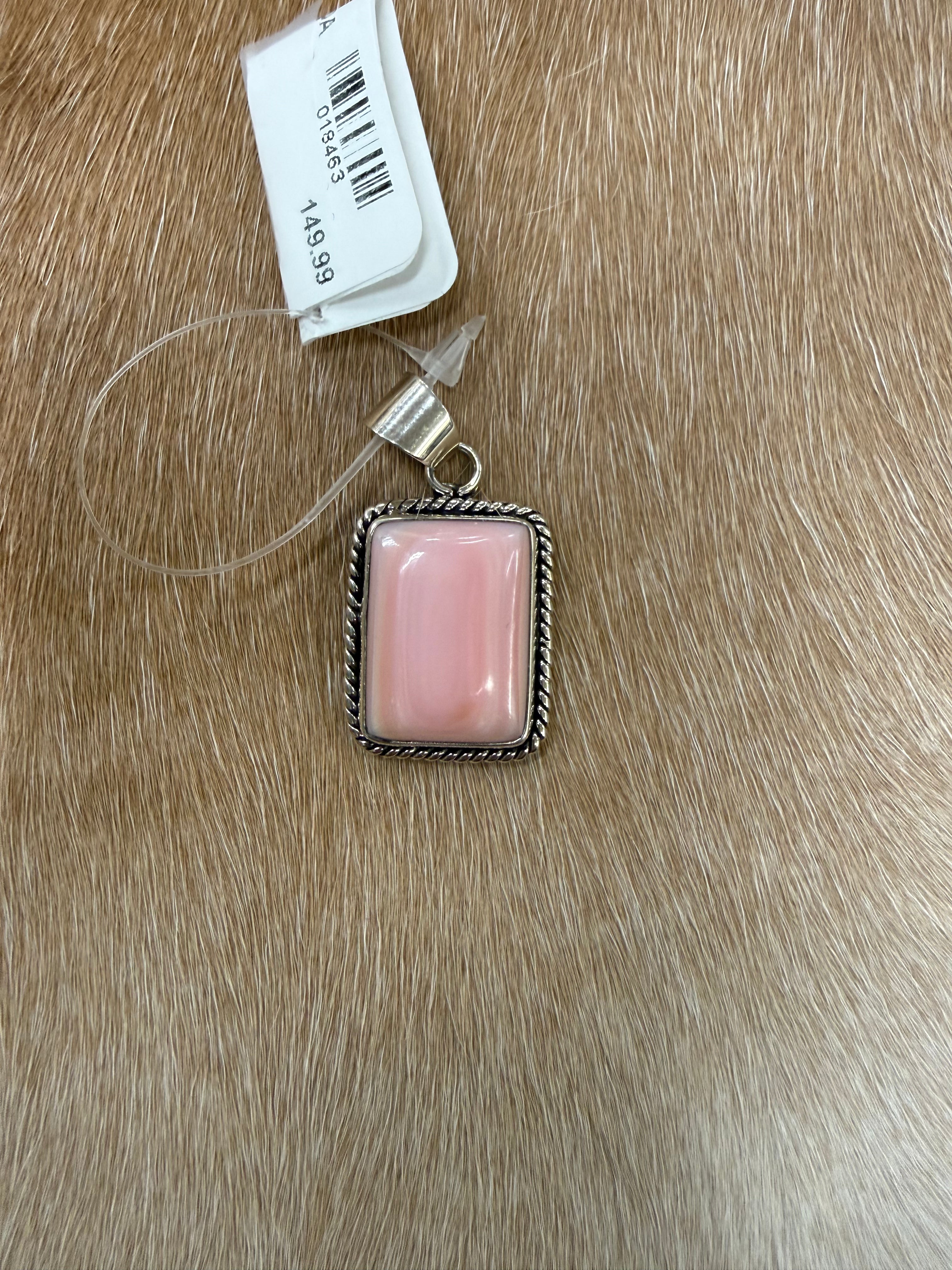 Pink Conch Square Pendant