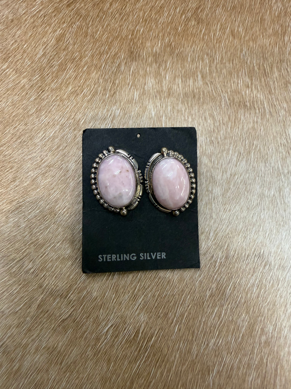Pink Conch Oval Earrings