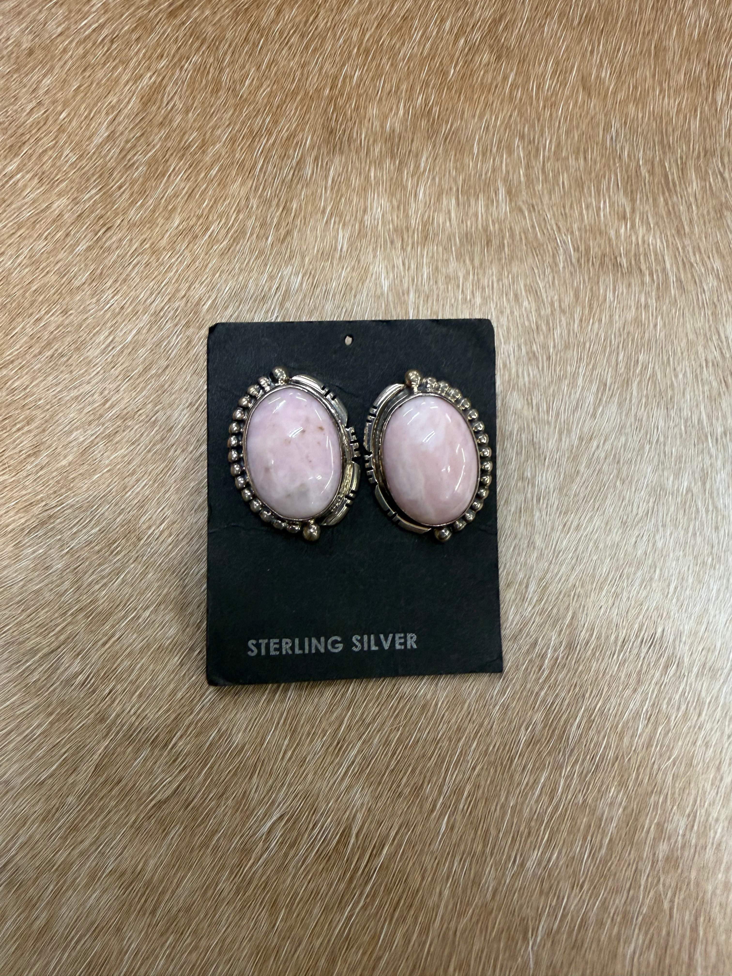 Pink Conch Oval Earrings