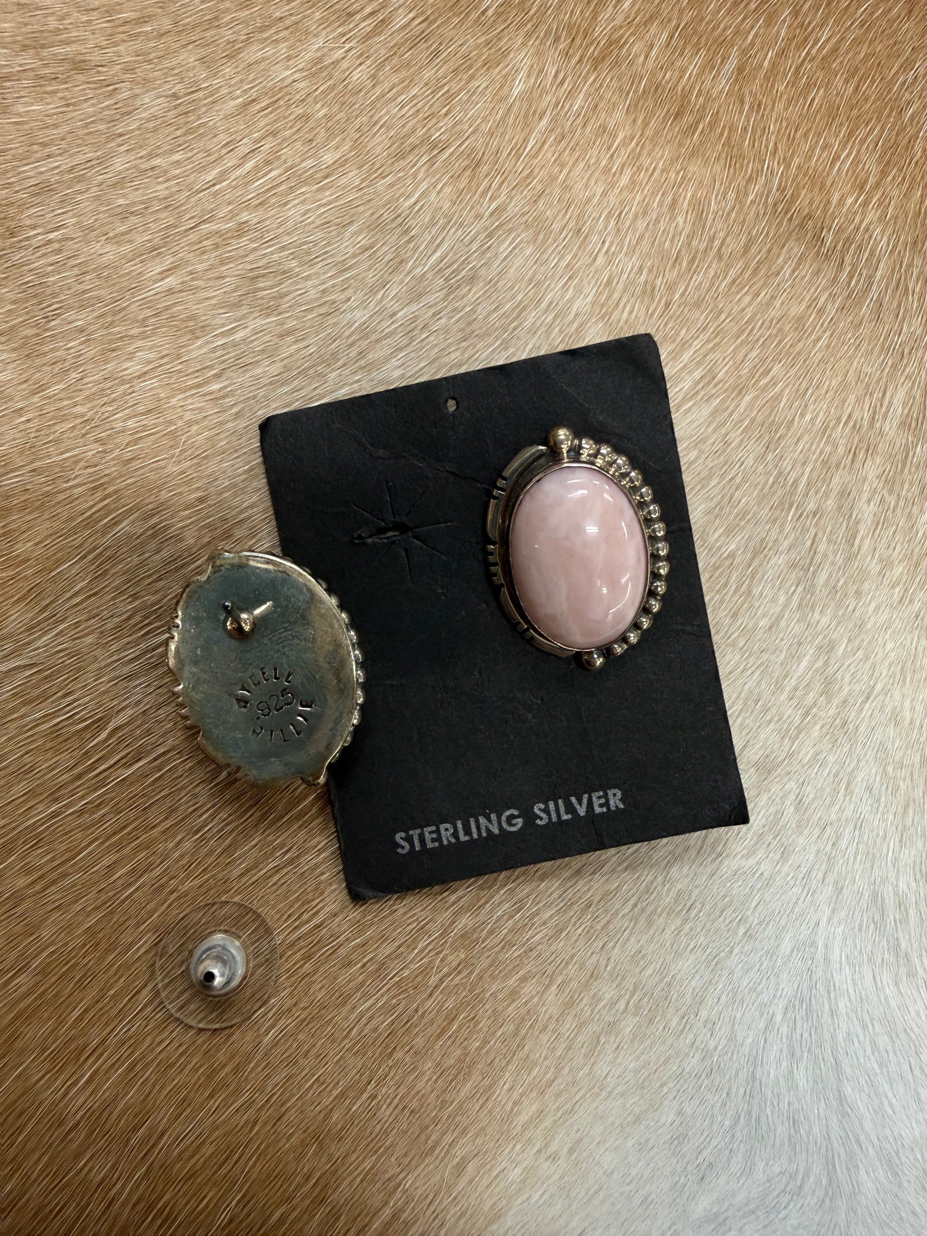 Pink Conch Oval Earrings