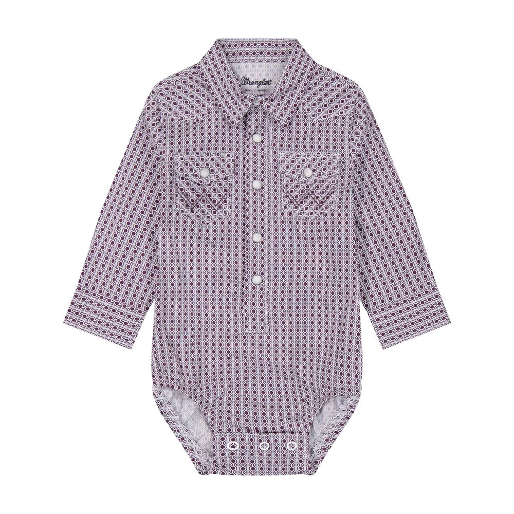Wrangler Babies Pearl Snap Onesie (Grey/Purple) 112384756