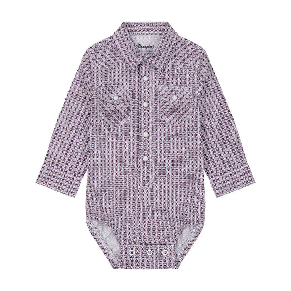 Wrangler Babies Pearl Snap Onesie (Grey/Purple) 112384756