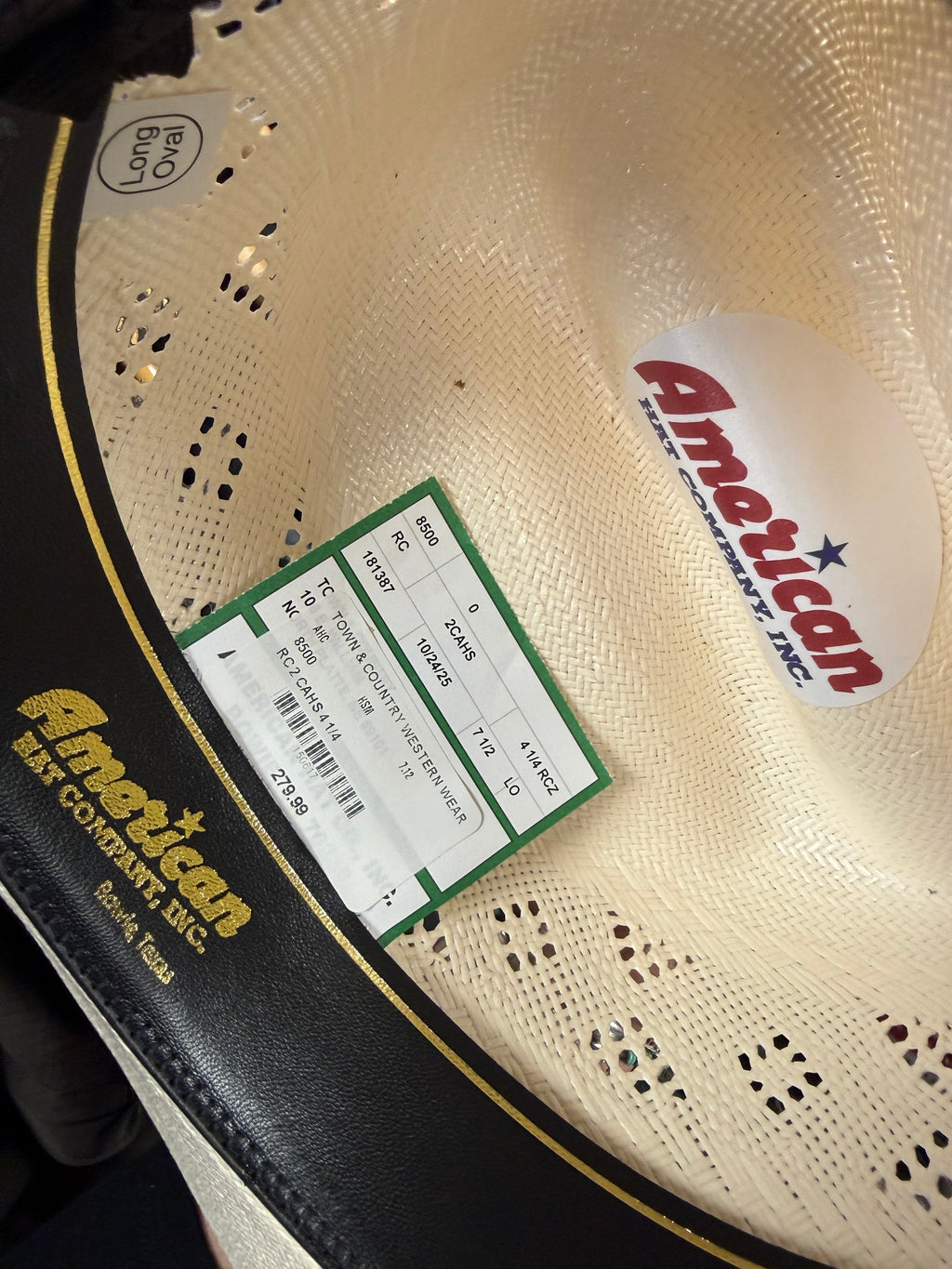American Hat Co: 8500 2CAHS 4 1/4” Brim