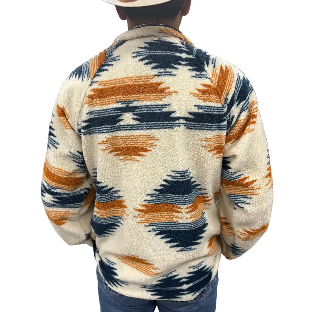 Cream, Blue, & Orange Fleece Jacket 2161-31