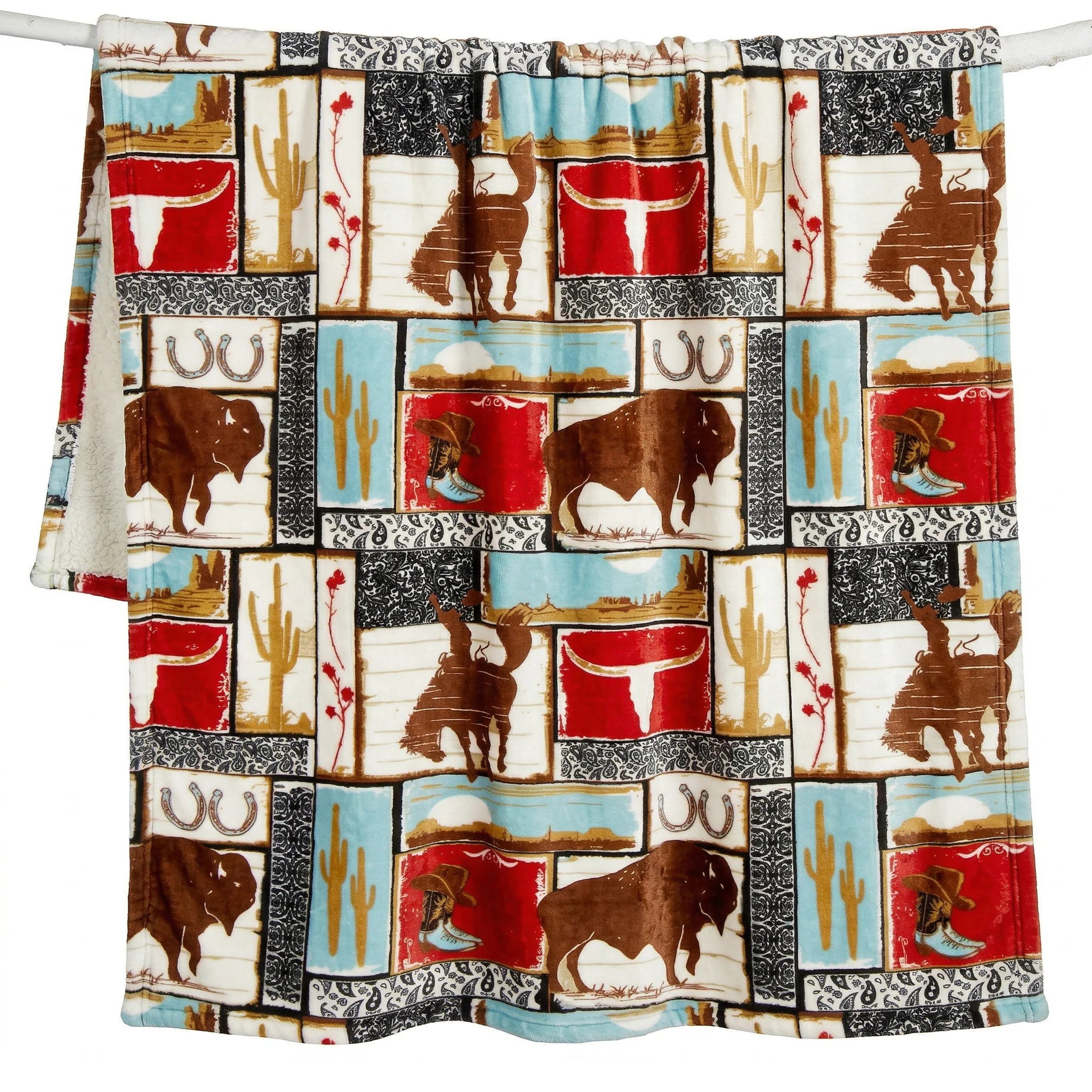 Wrangler® Vintage Western Plush Sherpa Throw SKU:JW260