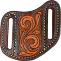 KSCABADES Leather Angled Knife Scabbard, Floral Dyed Edge