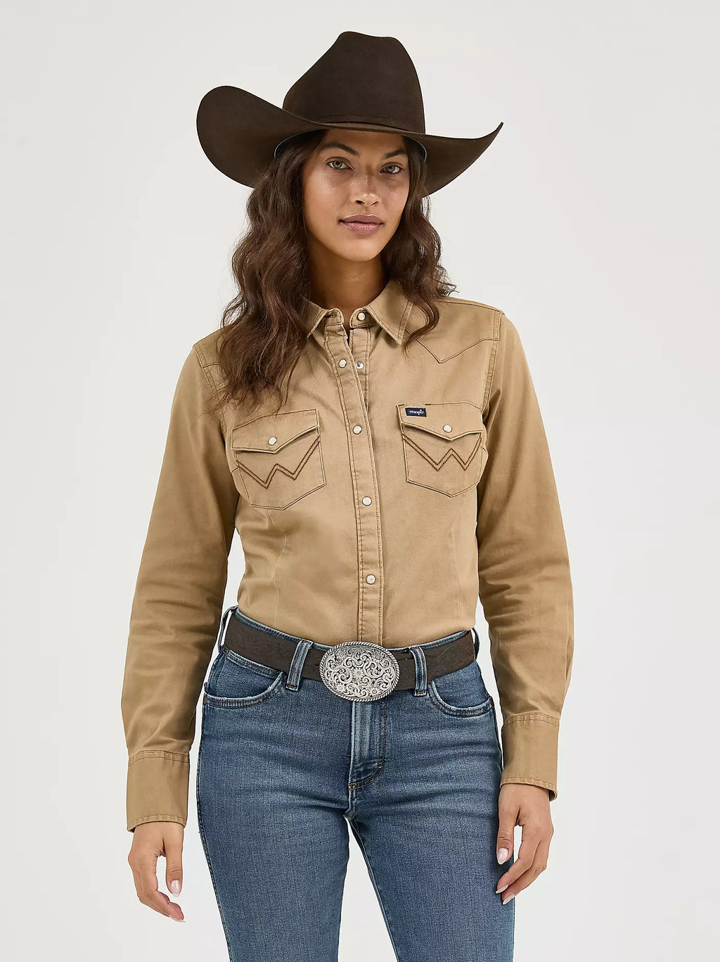 WOMEN'S WRANGLER WESTERN SNAP WORK SHIRT LW1031T