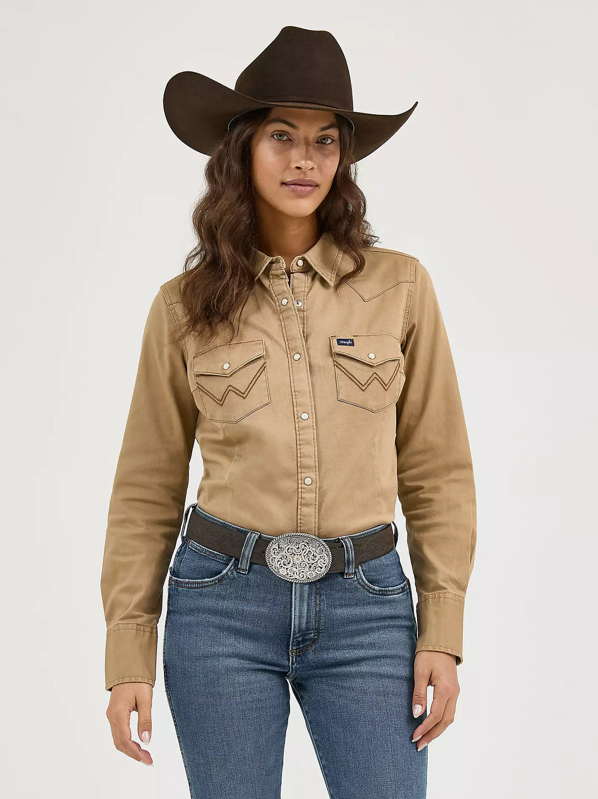 WOMEN'S WRANGLER WESTERN SNAP WORK SHIRT LW1031T