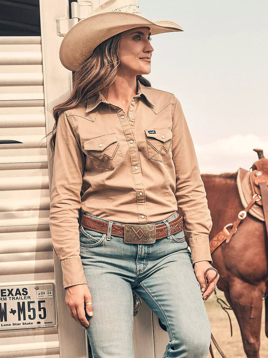 WOMEN'S WRANGLER WESTERN SNAP WORK SHIRT LW1031T