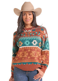 PANHANDLE SLIM AZTEC STRIPED SWEATER LW32T09683