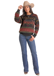 PANHANDLE SLIM HORSESHOE PRINT SWEATER LW32T09684