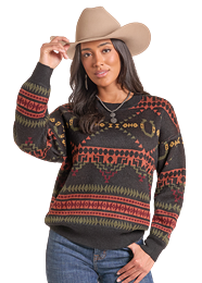PANHANDLE SLIM HORSESHOE PRINT SWEATER LW32T09684