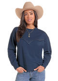 ROCK N ROLL DENIM SCALLOP CREW NECK LW91T10266