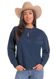 ROCK N ROLL DENIM SCALLOP CREW NECK LW91T10266