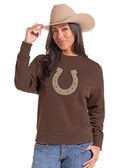 PANHANDLE SLIM® WOMENS HORSESHOE APPLIQUE SWEATSHIRT LW91T10268