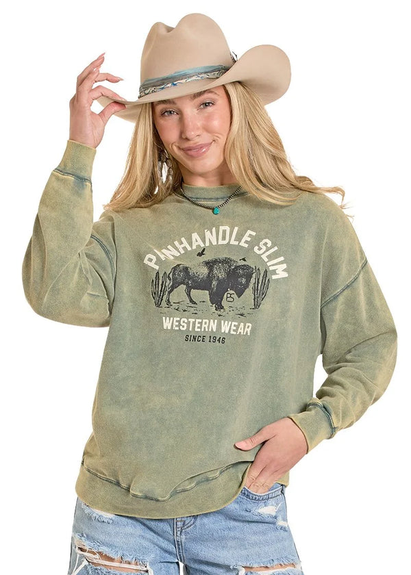 PANHANDLE LW91T08542 Ladies Buffalo Pullover Jade