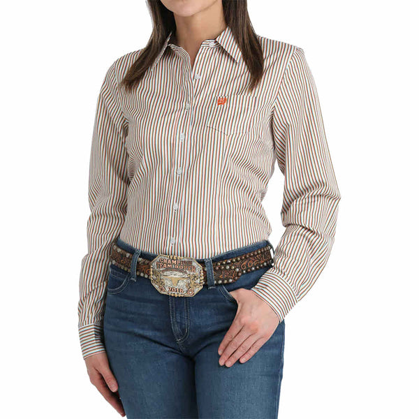 Cinch Women's Striped Long Sleeve Button-Down Tencel Shirt MSW9164266
