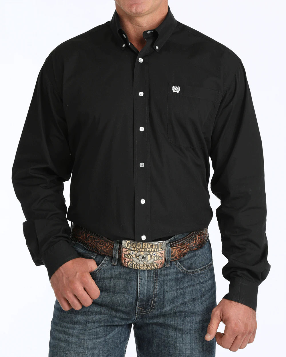 MENS CINCH SOLID BUTTON DOWN BLACK MT10320083