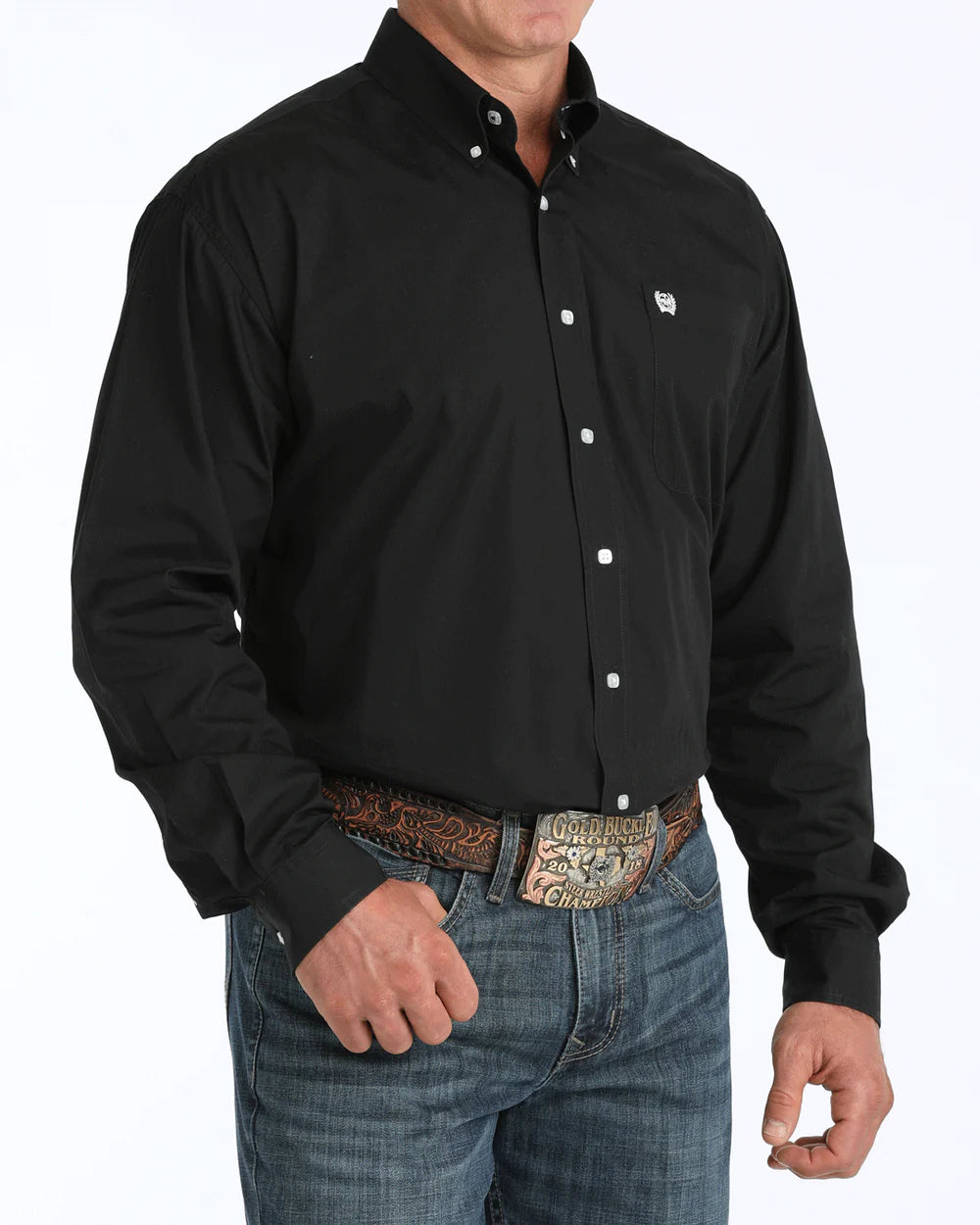 MENS CINCH SOLID BUTTON DOWN BLACK MT10320083