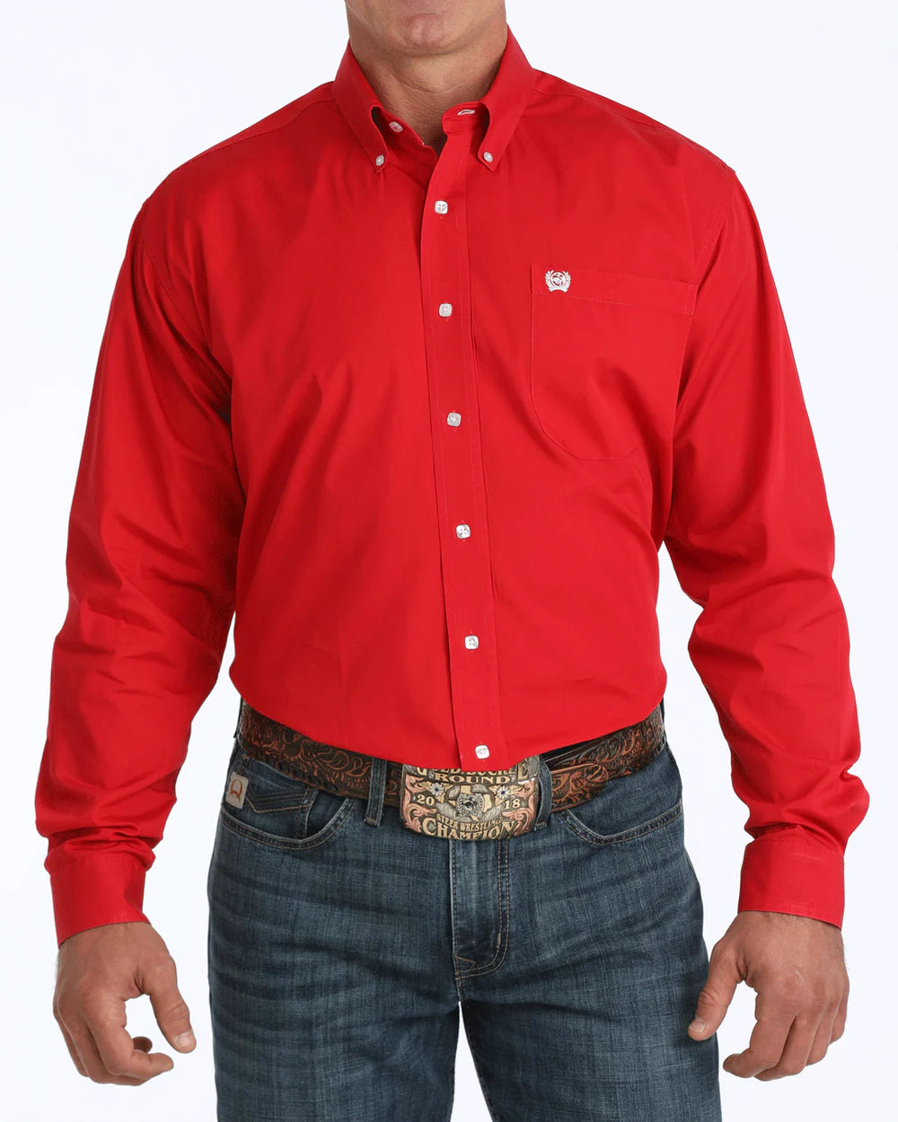 MENS CINCH SOLID BUTTON DOWN RED MTW1103313