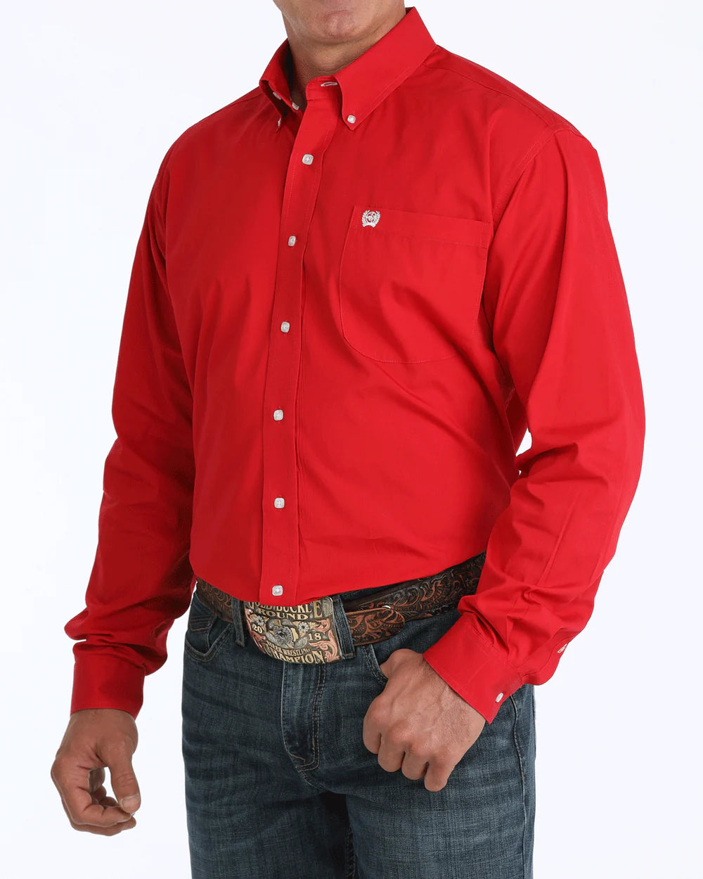 MENS CINCH SOLID BUTTON DOWN RED MTW1103313