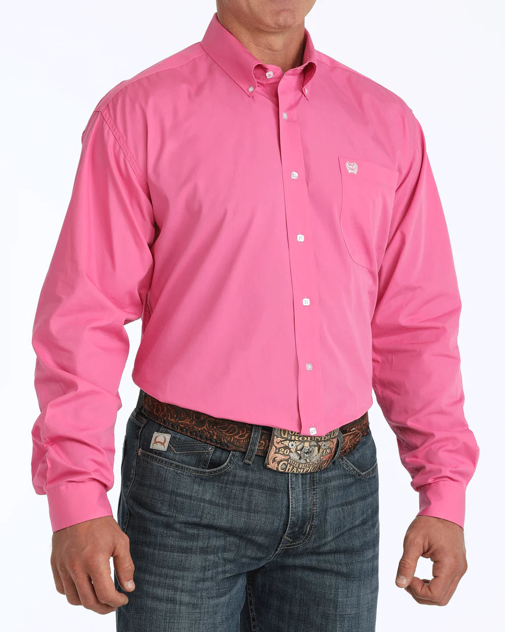 MENS CINCH SOLID BUTTON DOWN PINK MTW1103320