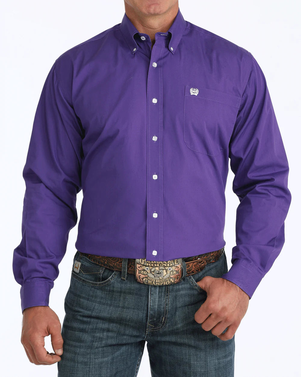 MENS CINCH SOLID BUTTON DOWN PURPLE MTW1103802