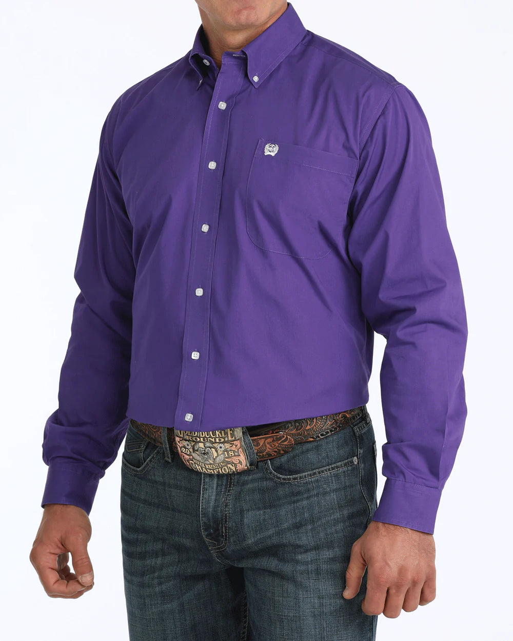 MENS CINCH SOLID BUTTON DOWN PURPLE MTW1103802