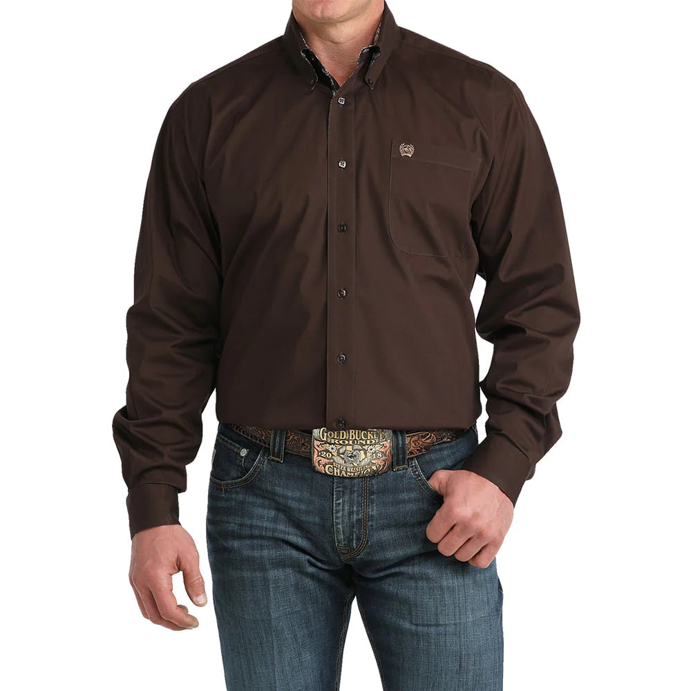 Cinch Men's Brown Long Sleeve Button-Down Shirt MTW1106065