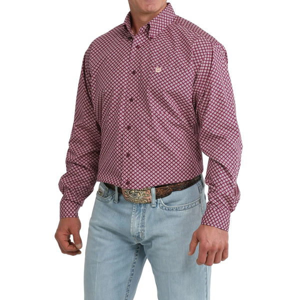 Men's Cinch  Classic Fit Purple Geo Printed Button Down Shirt MTW1106110