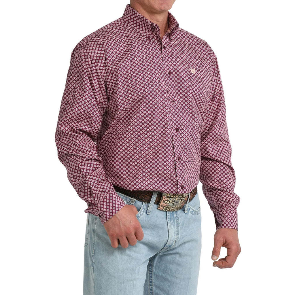 Men's Cinch  Classic Fit Purple Geo Printed Button Down Shirt MTW1106110