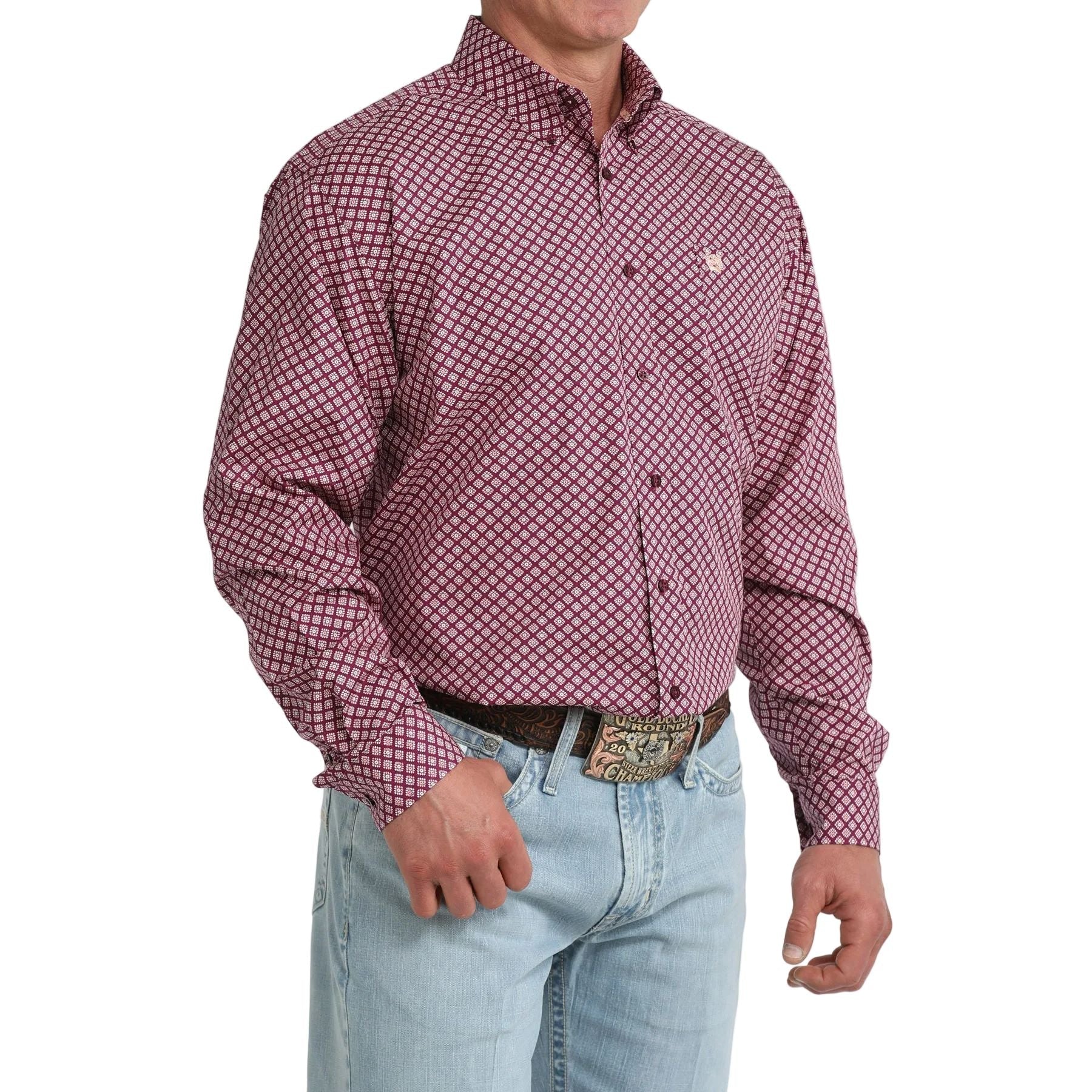 Men's Cinch  Classic Fit Purple Geo Printed Button Down Shirt MTW1106110