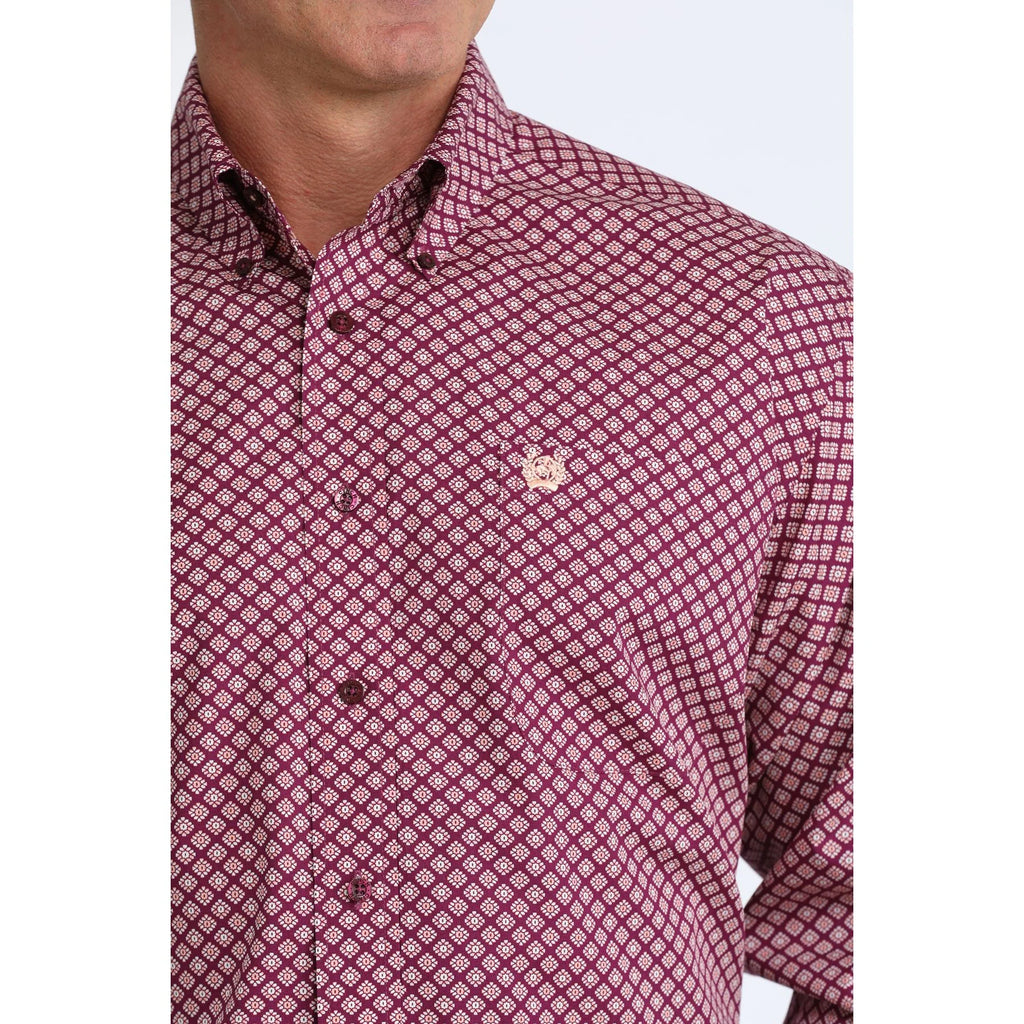 Men's Cinch  Classic Fit Purple Geo Printed Button Down Shirt MTW1106110